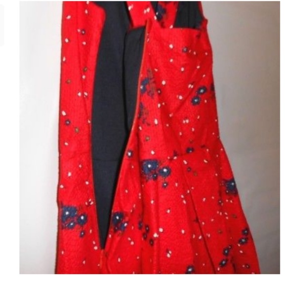 Eva Franco Red Blue Floral Halter Neck Dress - Picture 7 of 8